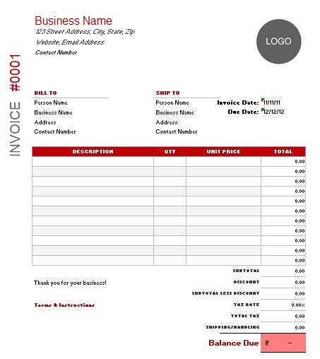 Invoice in exel