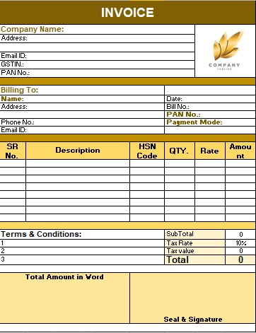 Invoice in exel