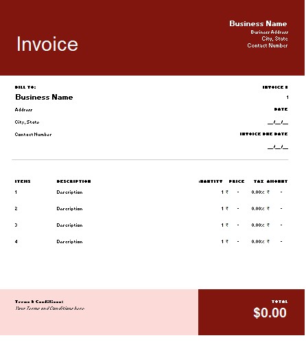 Invoice in exel