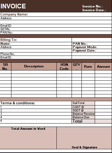 Invoice in exel