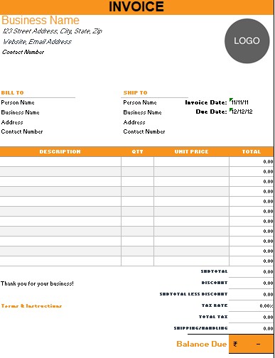 Invoice in exel