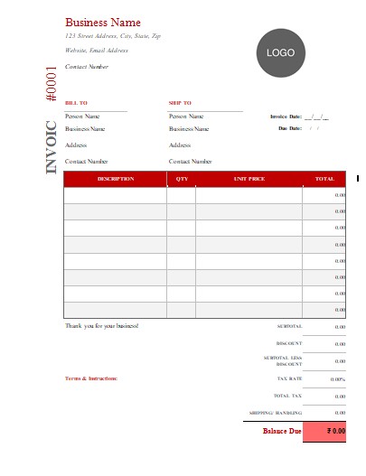 Invoice format in word