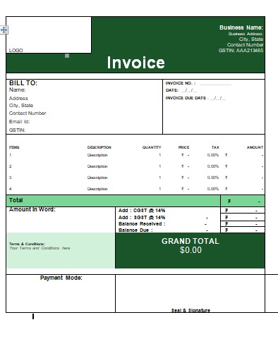 Invoice word 5