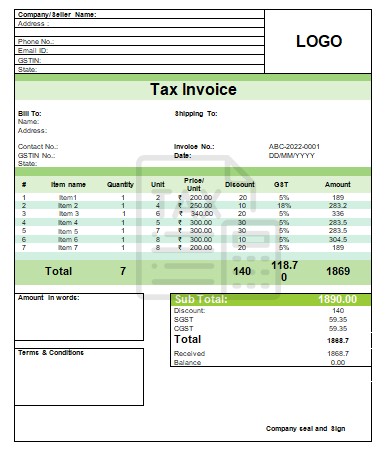 gst invoice format