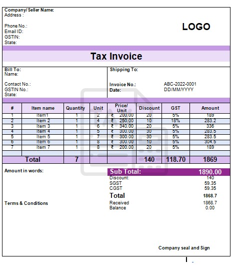 gst invoice format 003