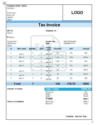 gst invoice format