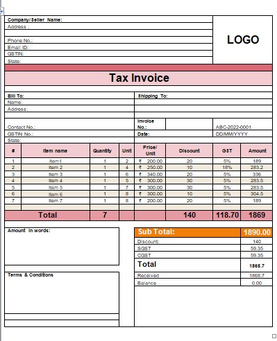 gst invoice format