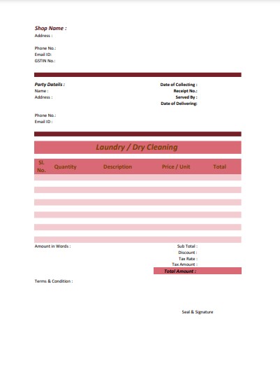 laundry bill format 04