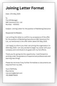 Joining Letter Format: A Complete Guide