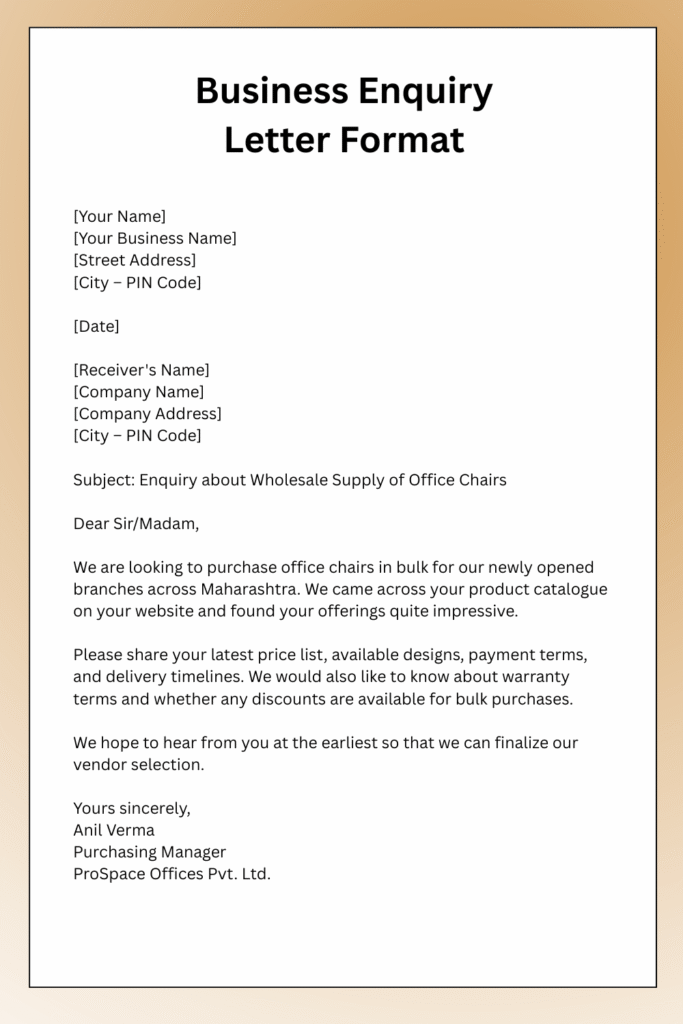 Enquiry Letter Format Examples 4 Business Enquiry Letter Format