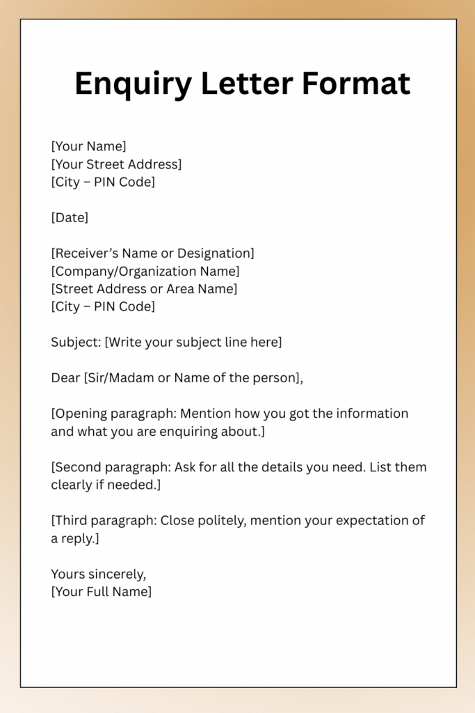 Enquiry Letter Format Examples 3 Enquiry Letter Format