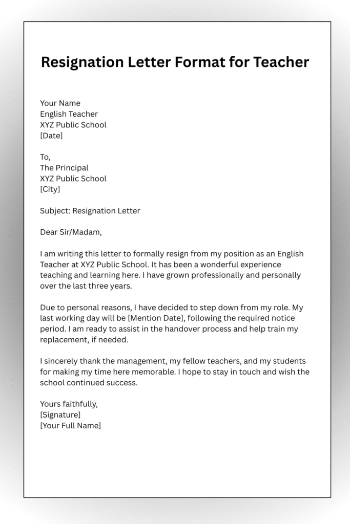 Resignation Letter Format for Teacher 3 Resignation Letter Format for Teacher