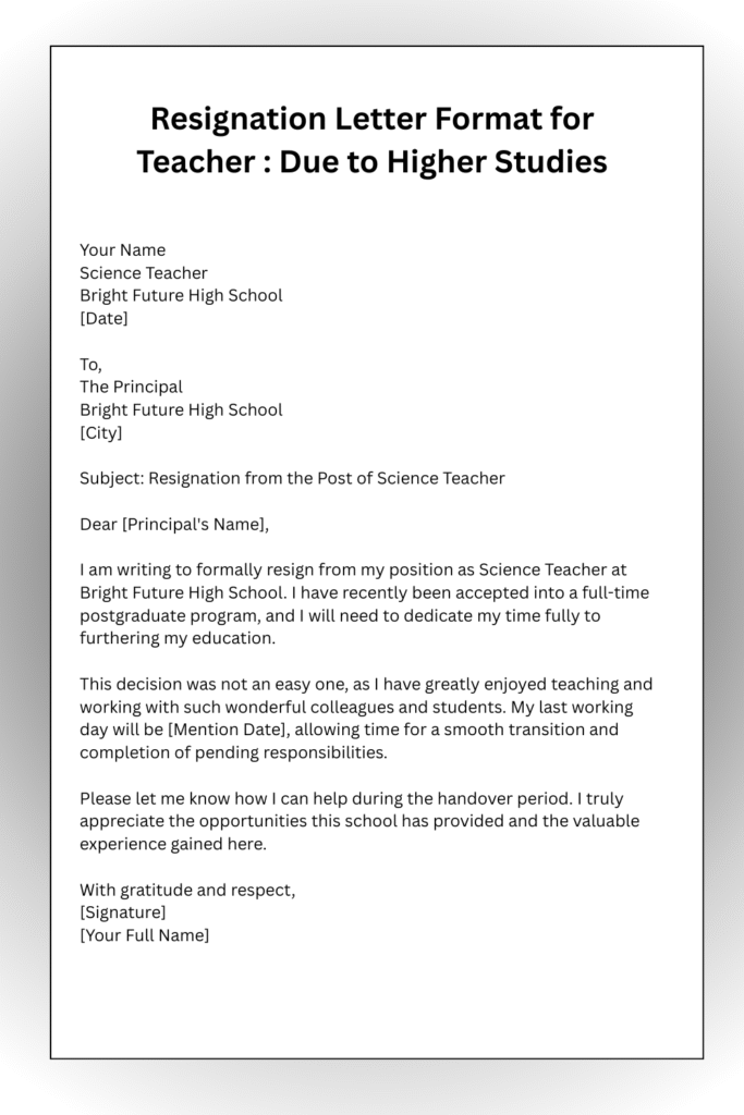 Resignation Letter Format for Teacher 5 Resignation Letter Format for Teacher