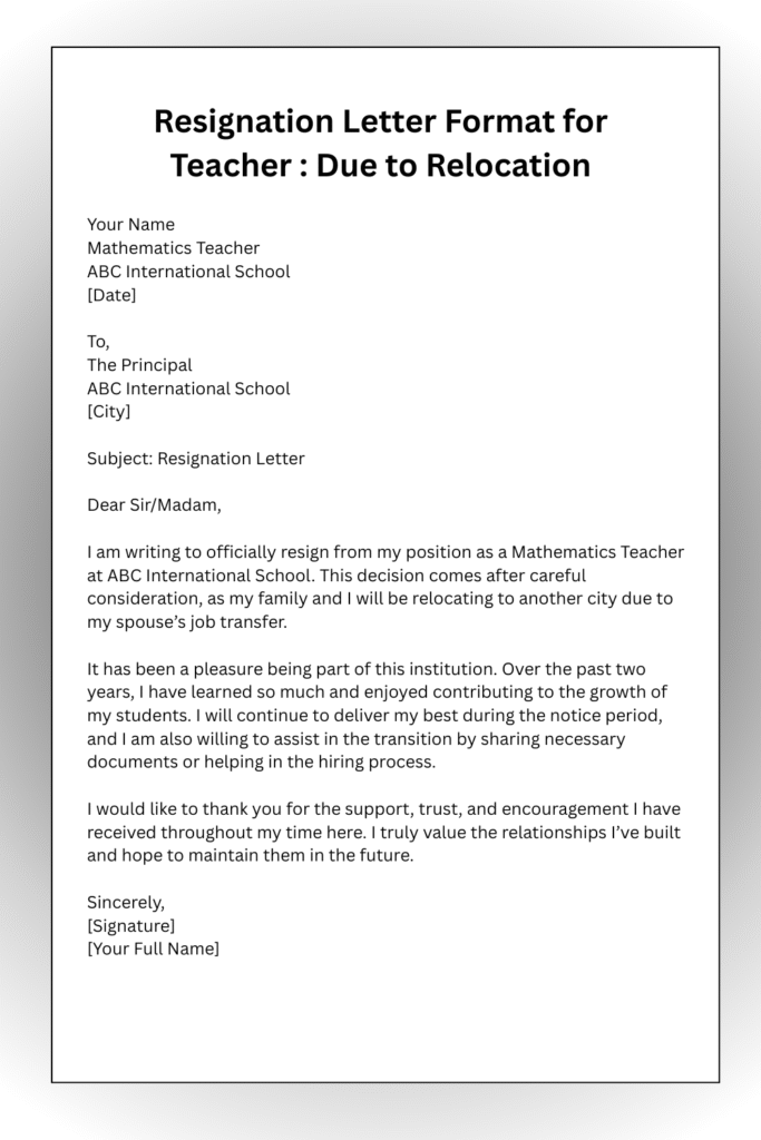Resignation Letter Format for Teacher 4 Resignation Letter Format for Teacher