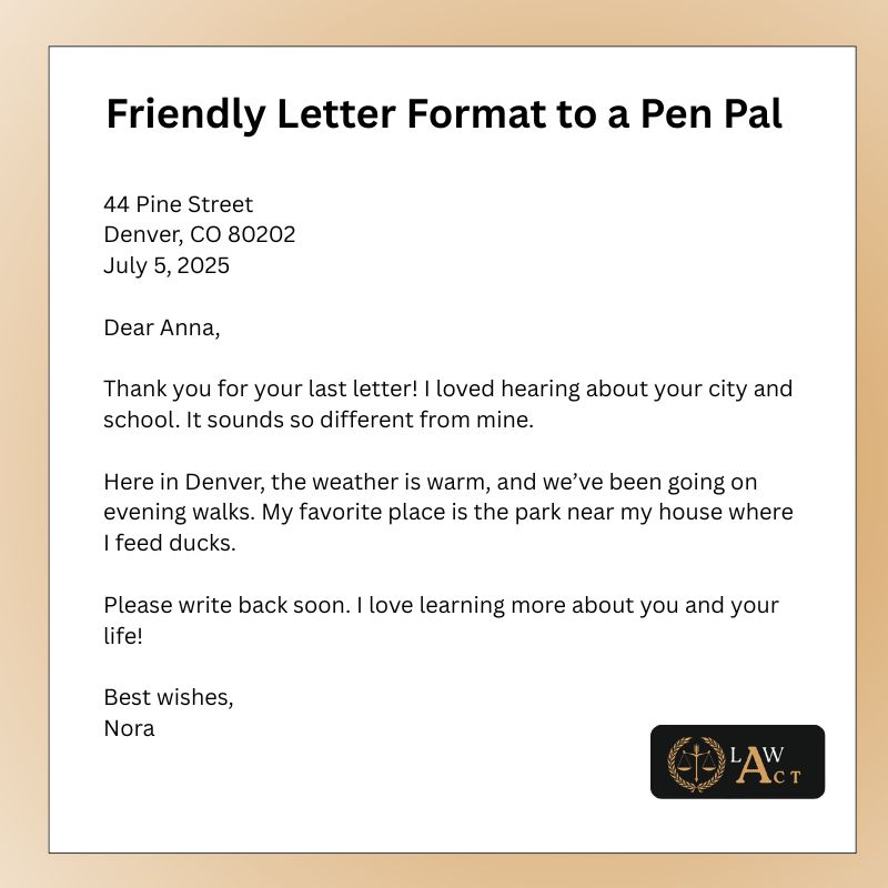 Different Friendly Letter Format 7 Friendly Letter Format to a Pen Pal