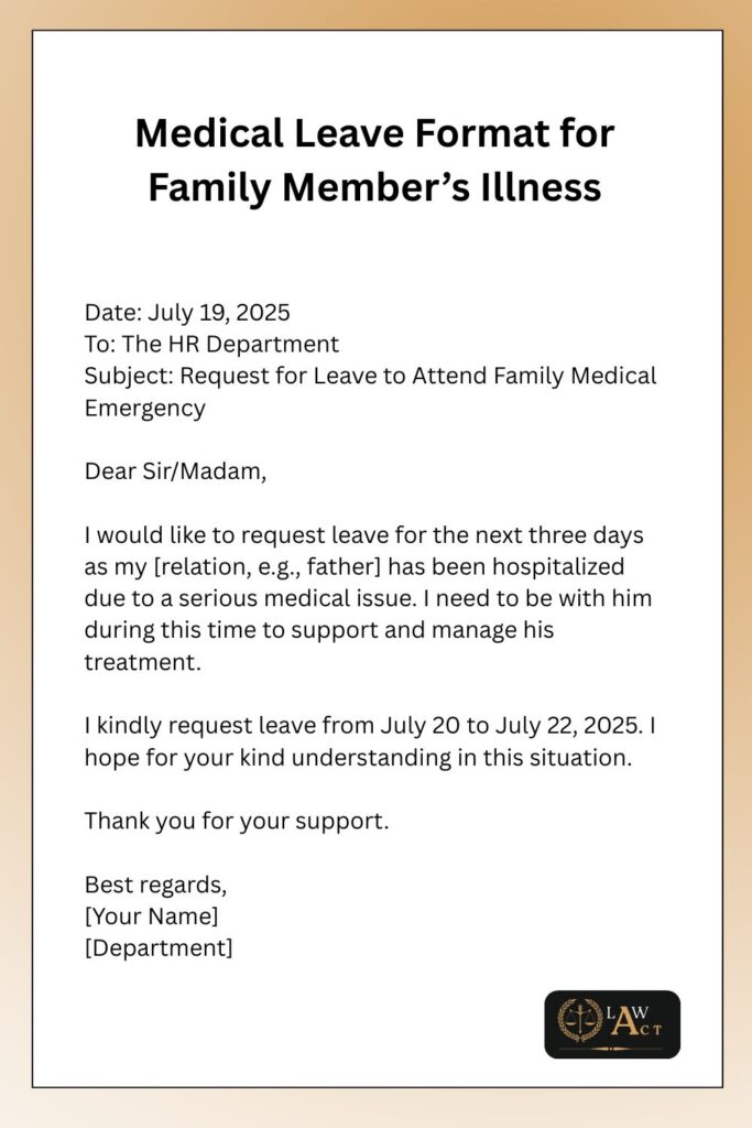 Medical Leave Format for Family Member’s Illness