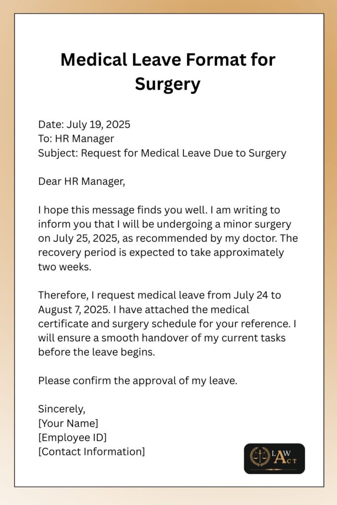 Medical Leave Format for Surgery