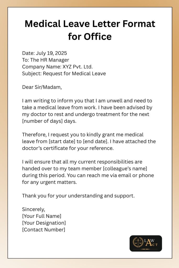 Medical Leave Letter Format for Office