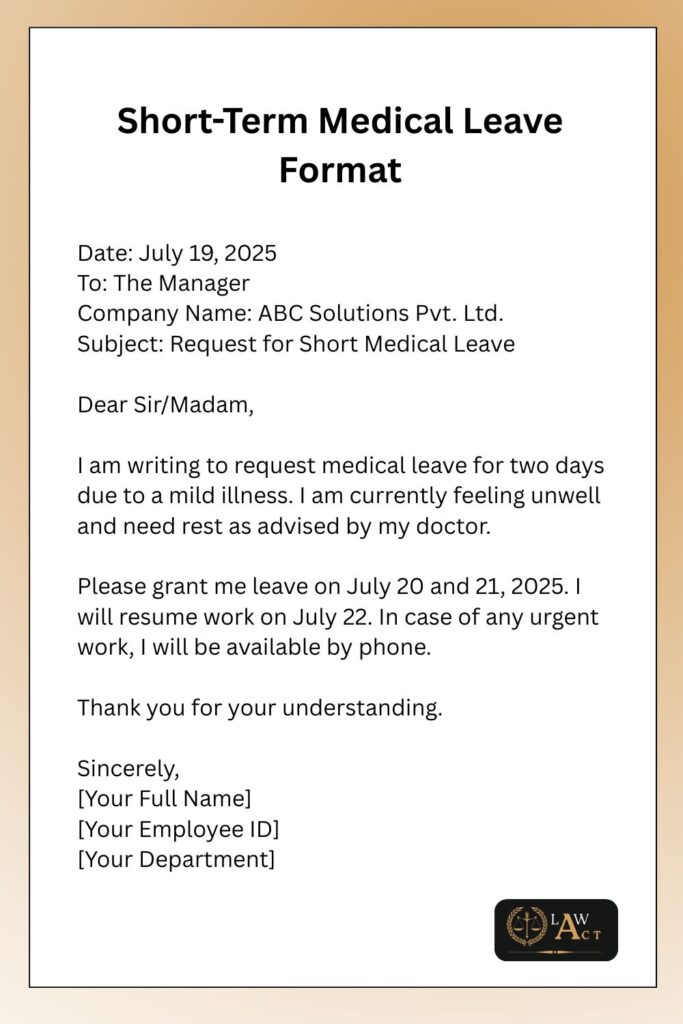 Short-Term Medical Leave Format