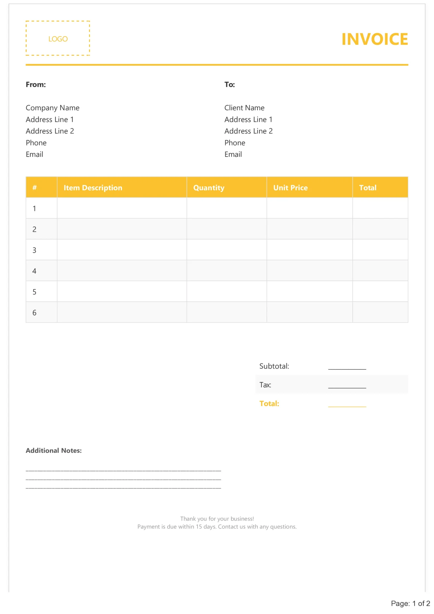 Bill Format in Excel