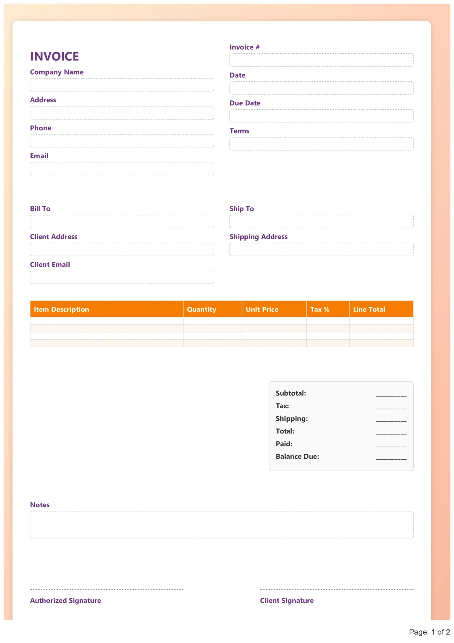 Bill Format in Excel