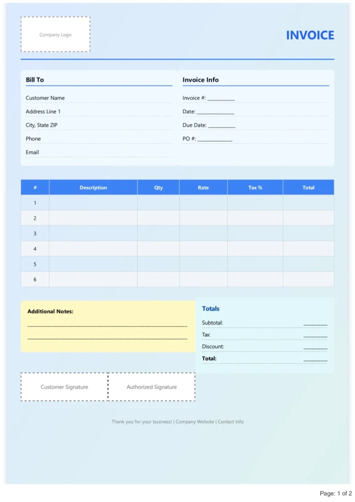 Bill Format in Excel