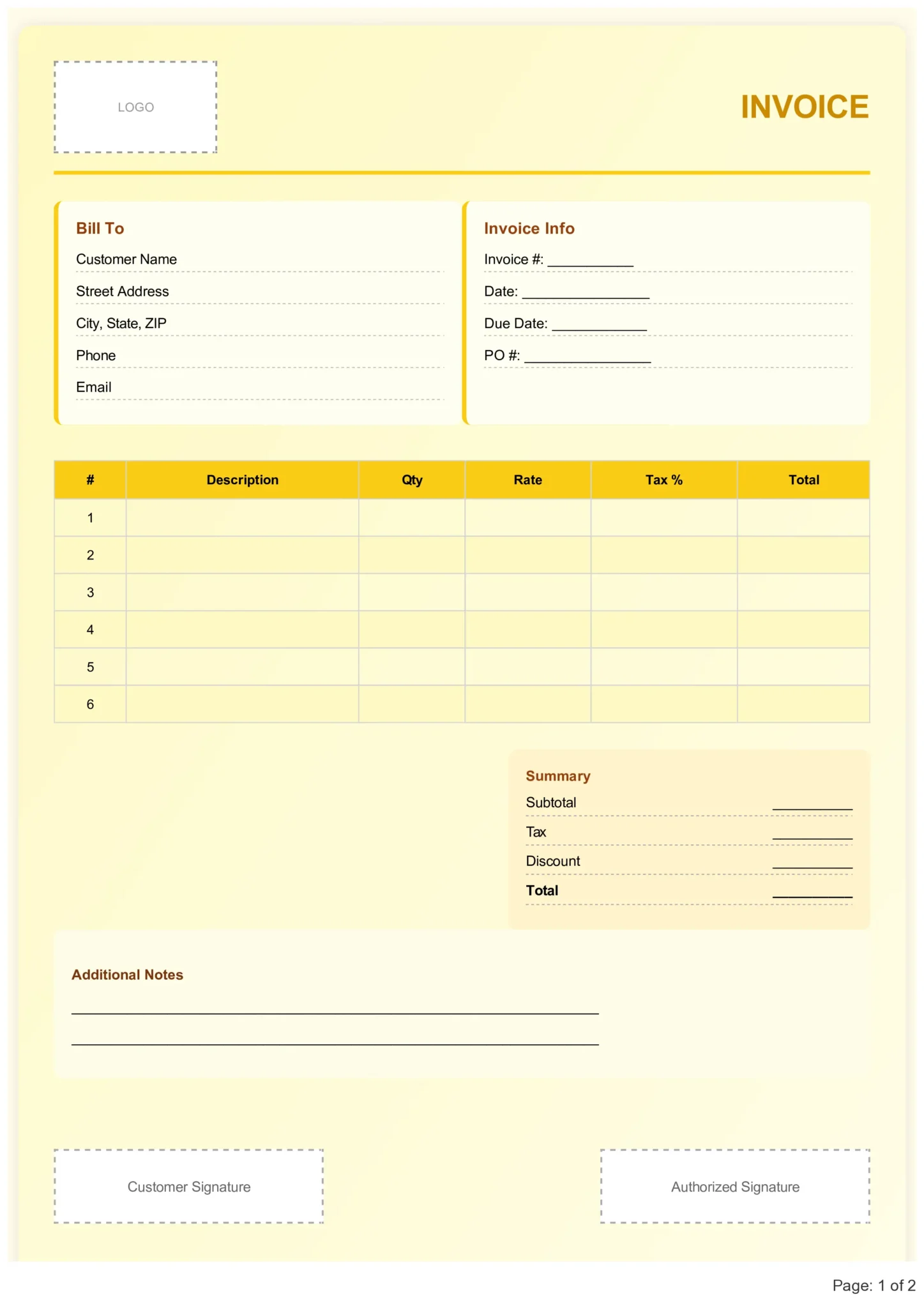 Bill Format in Excel