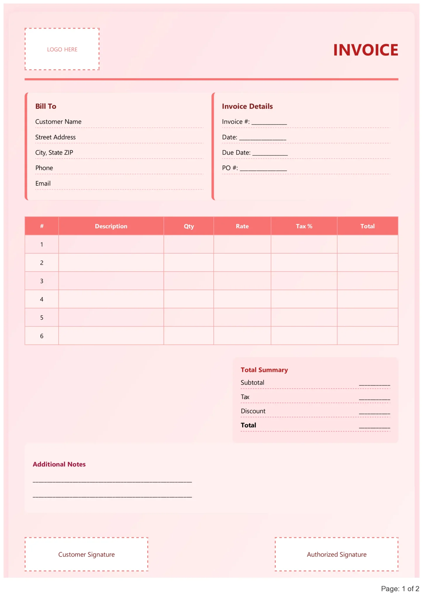 Bill Format in Excel