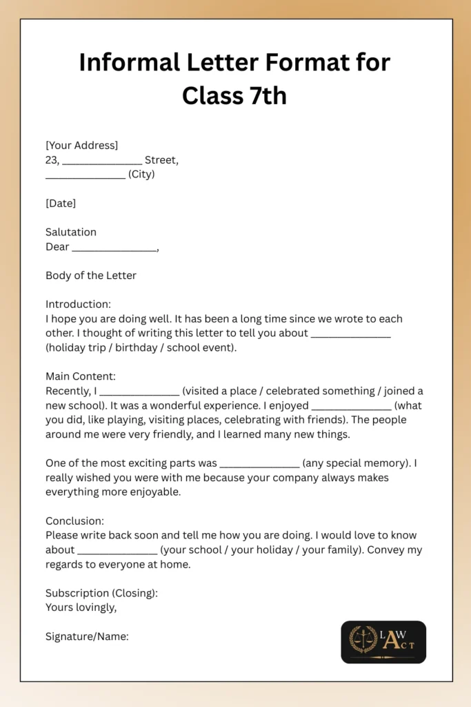 Informal Letter for Class 7th