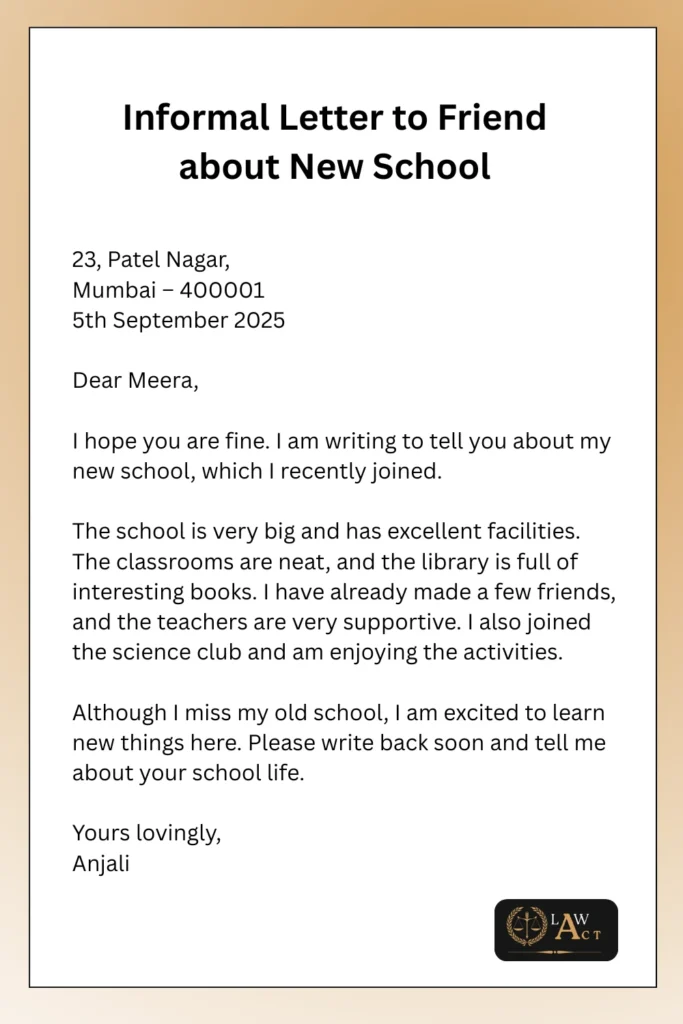 Informal Letter to Friend about New School