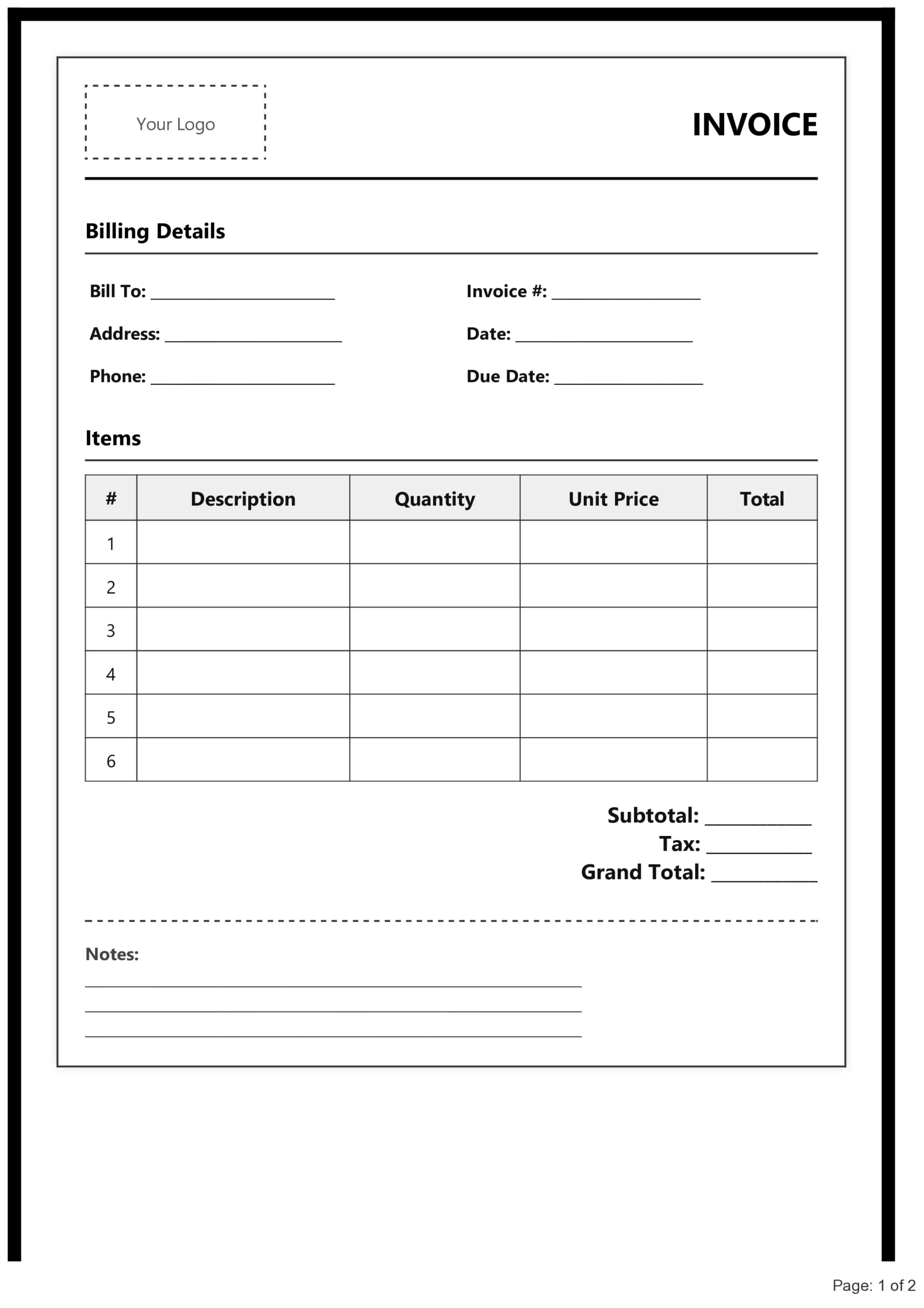 Invoice Format in PDF