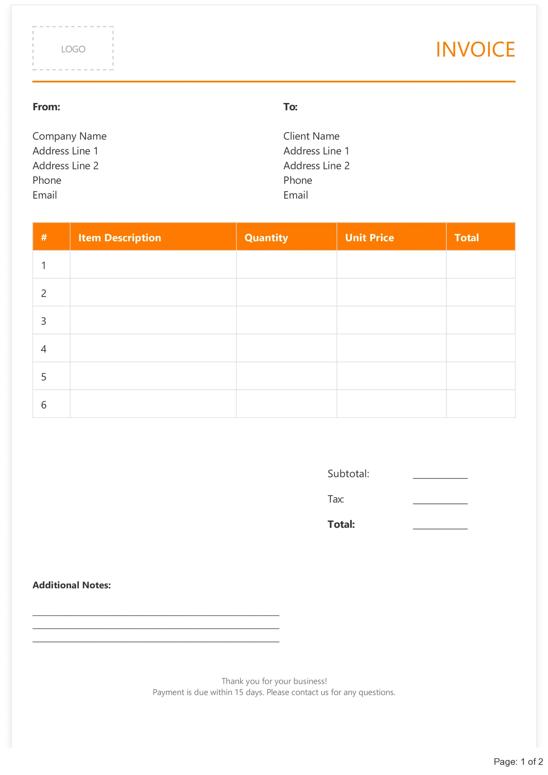 Invoice Format in PDF