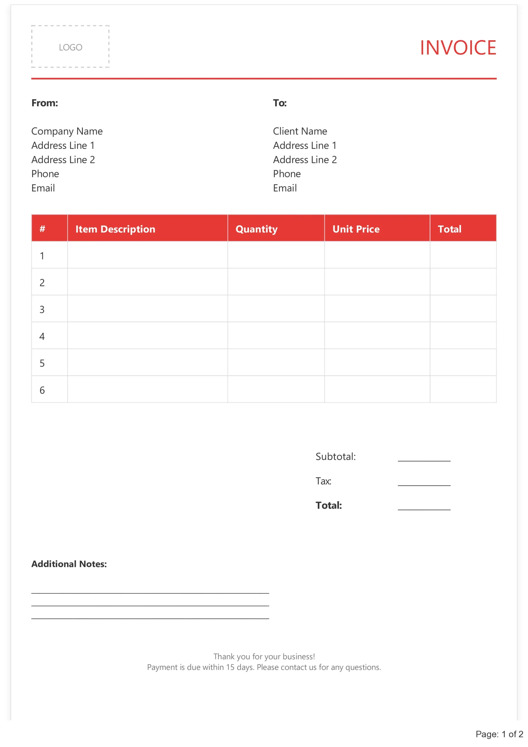 Invoice Format in PDF