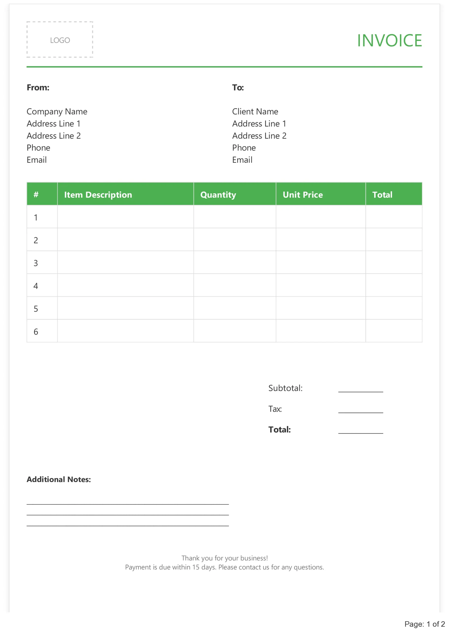 Invoice Format in PDF