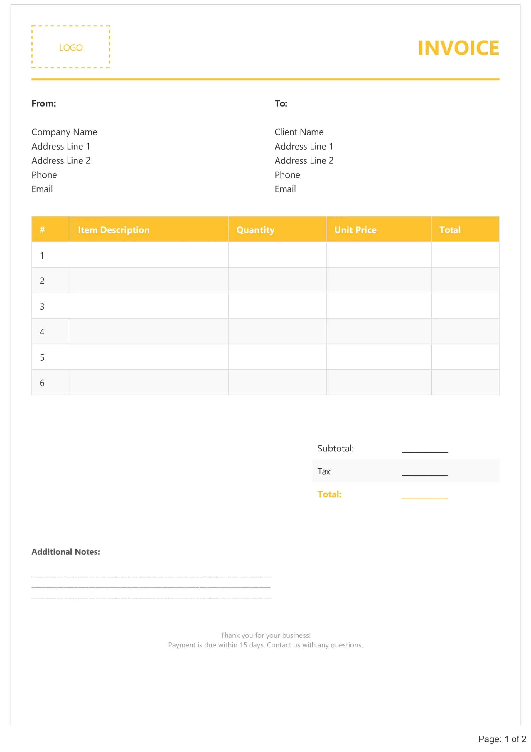 Invoice Format in PDF
