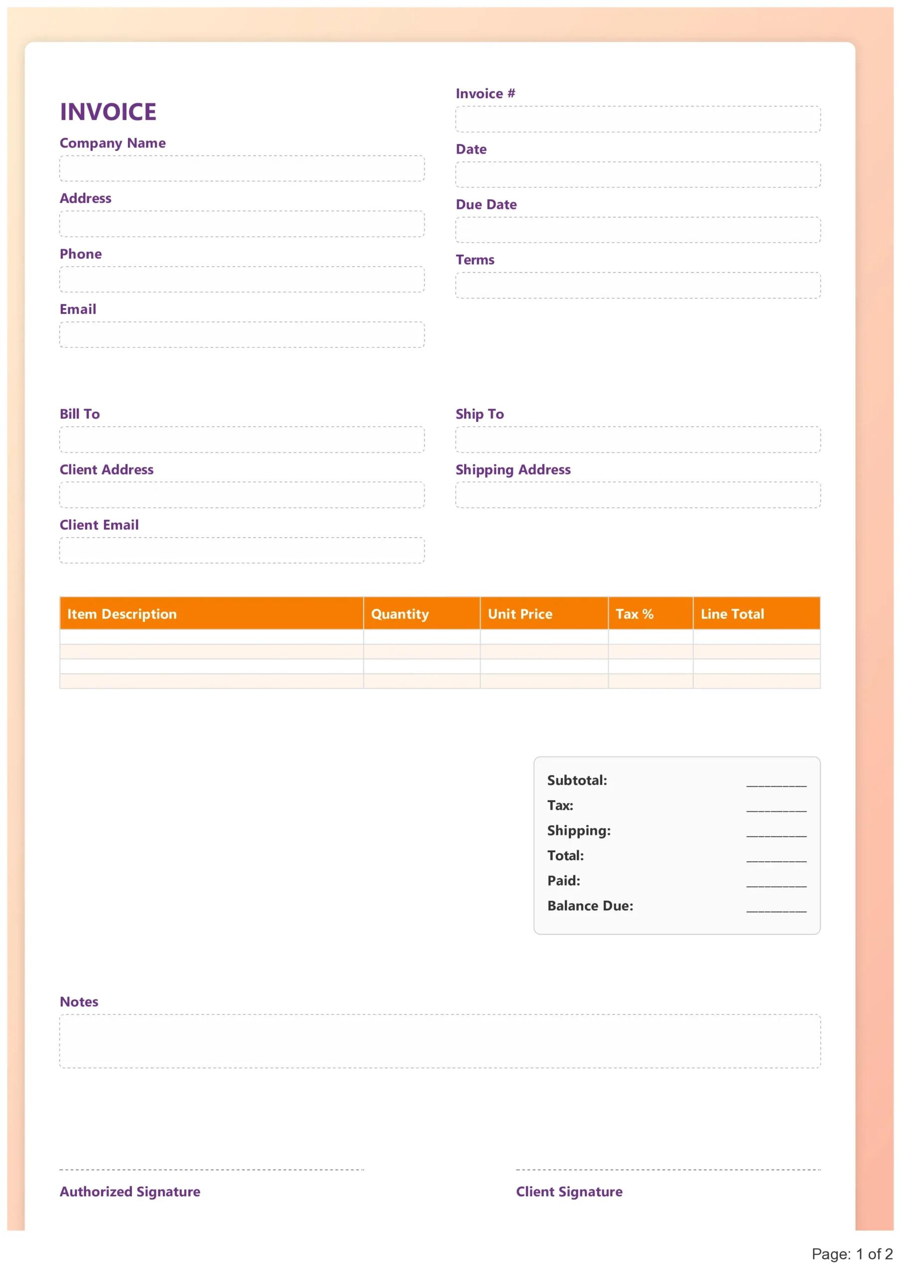 Invoice Format in PDF