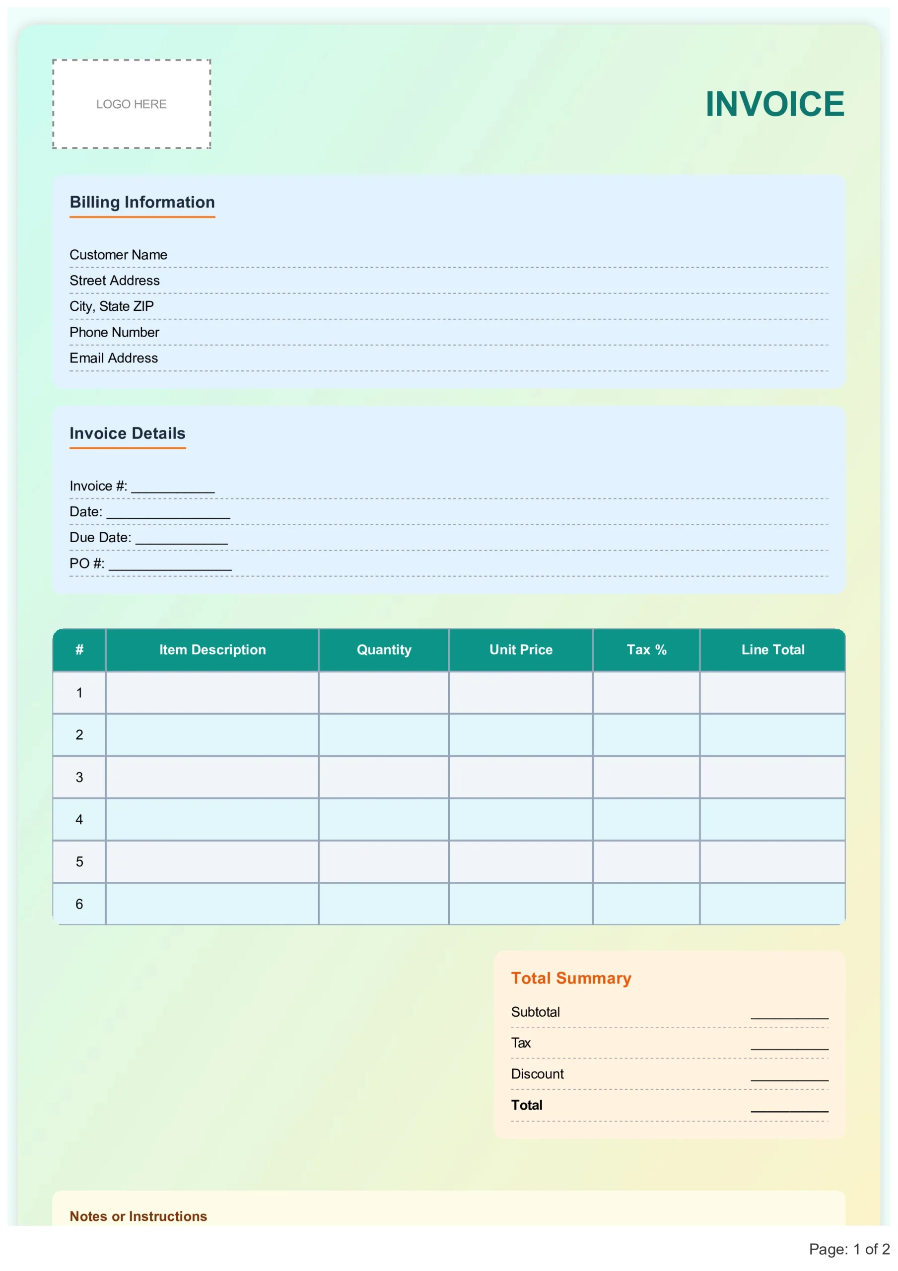 Invoice Format in PDF