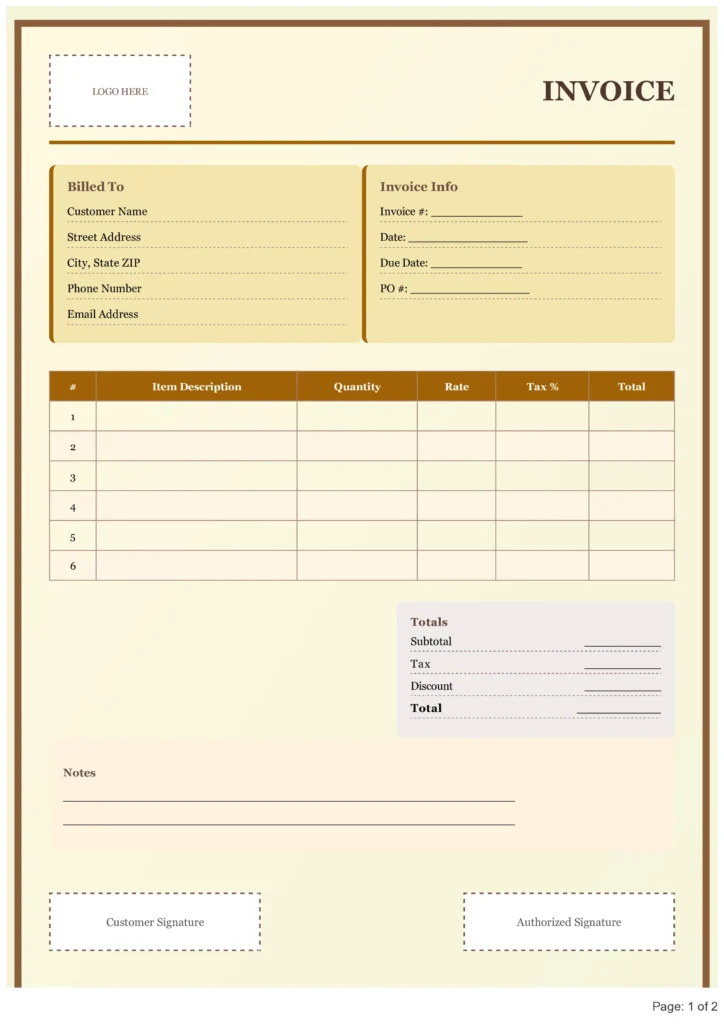 Invoice Format in PDF