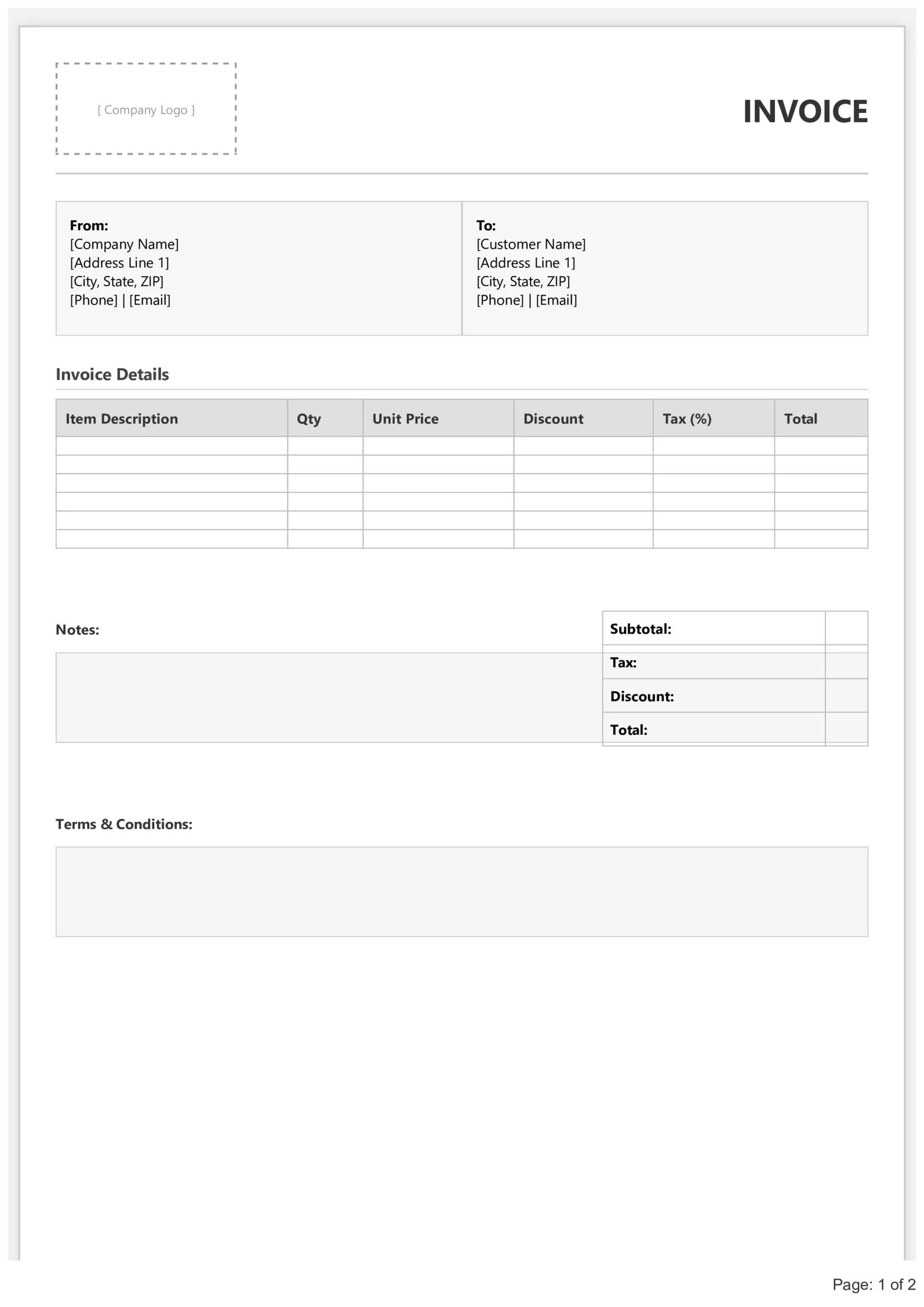 Invoice Format in PDF