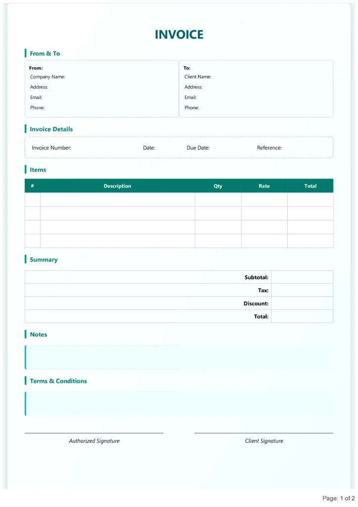 Invoice Format in Excel
