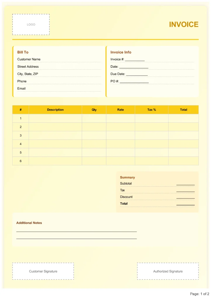 Invoice Format in Word