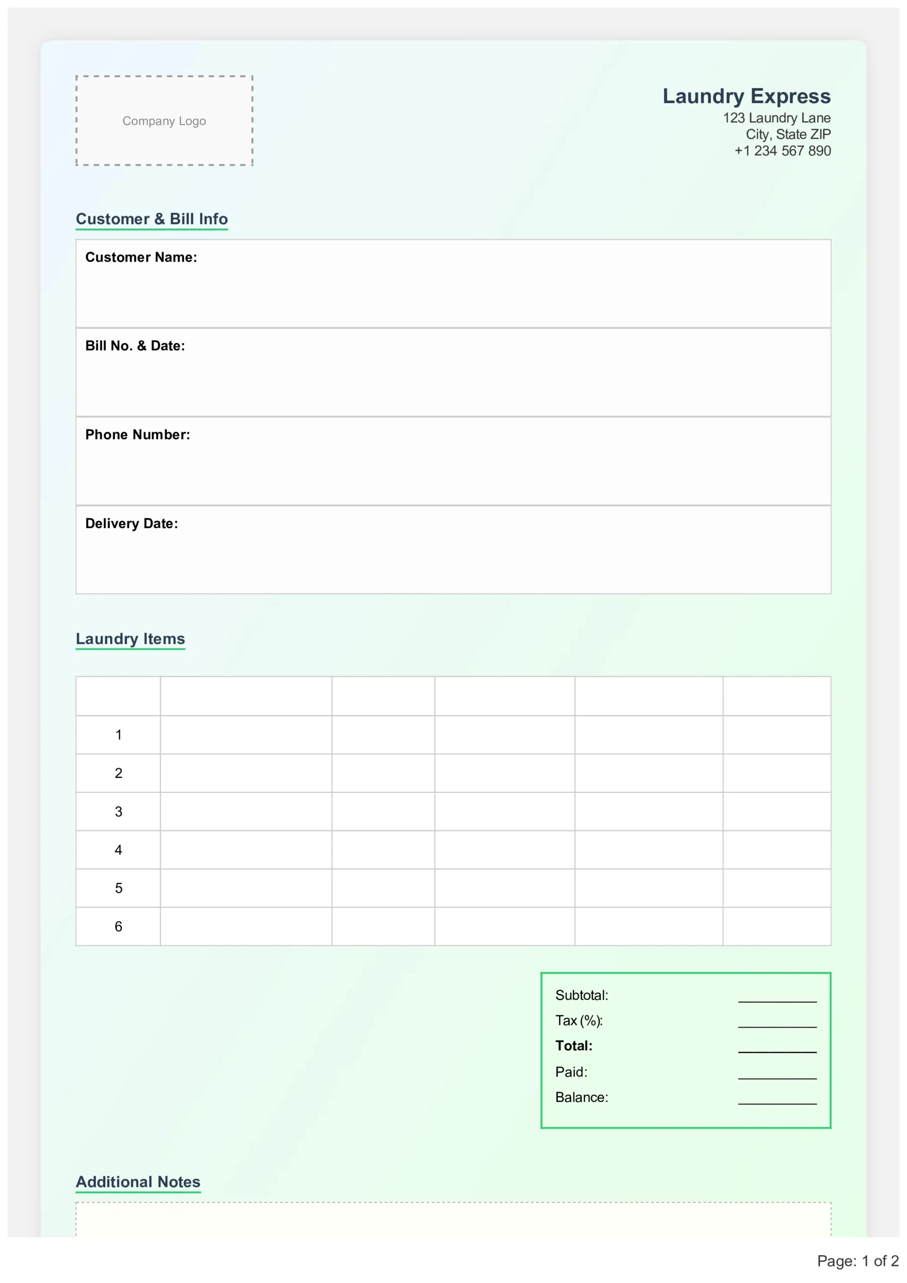 Laundry Bill Format 1 scaled