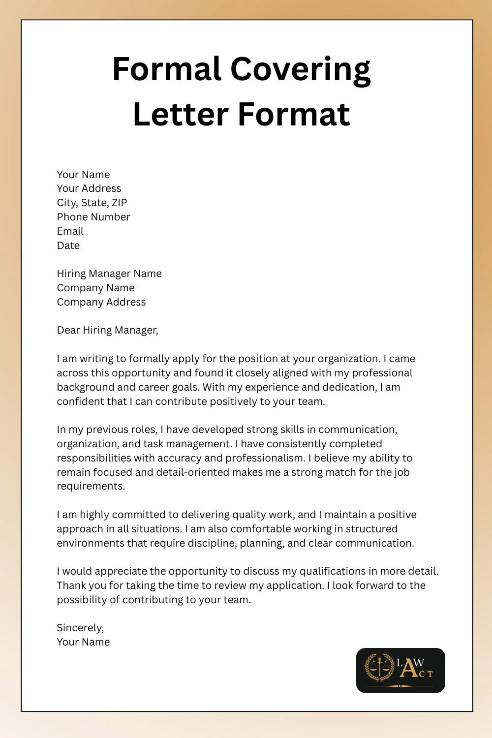 Formal Covering Letter Format