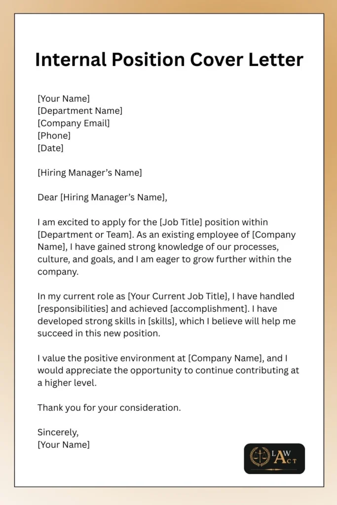 Internal Position Cover Letter