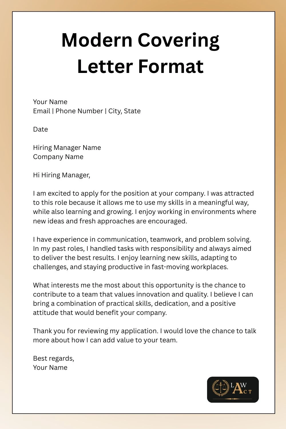 Modern Covering Letter Format
