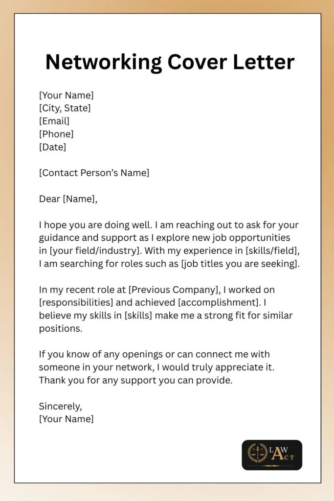 Networking Cover Letter