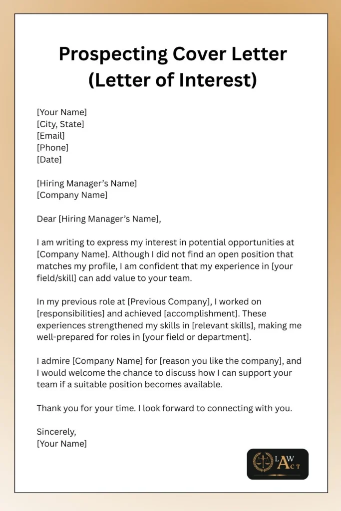Prospecting Cover Letter 