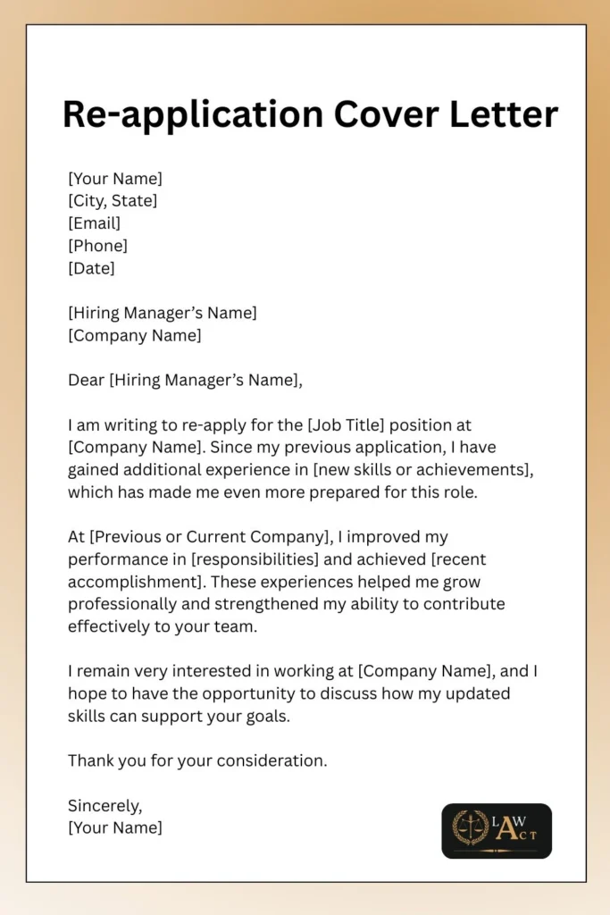 Re-application Cover Letter