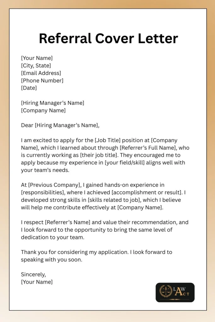 Referral Cover Letter