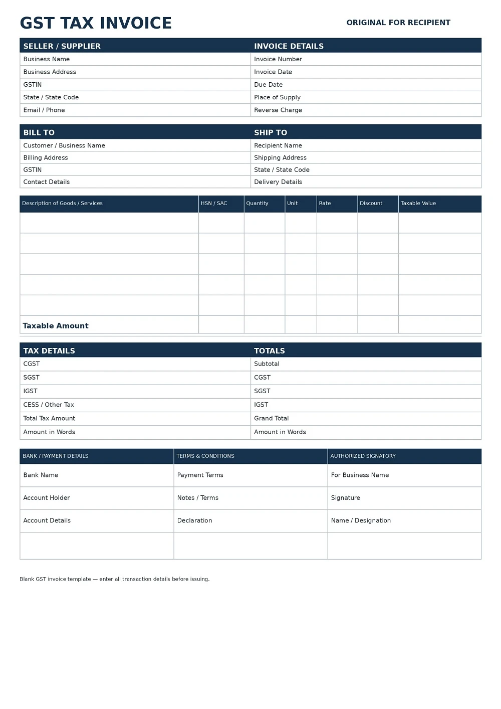 GST Invoice Format in Excel, Word, Pdf 3 | Law Act GST Invoice Format